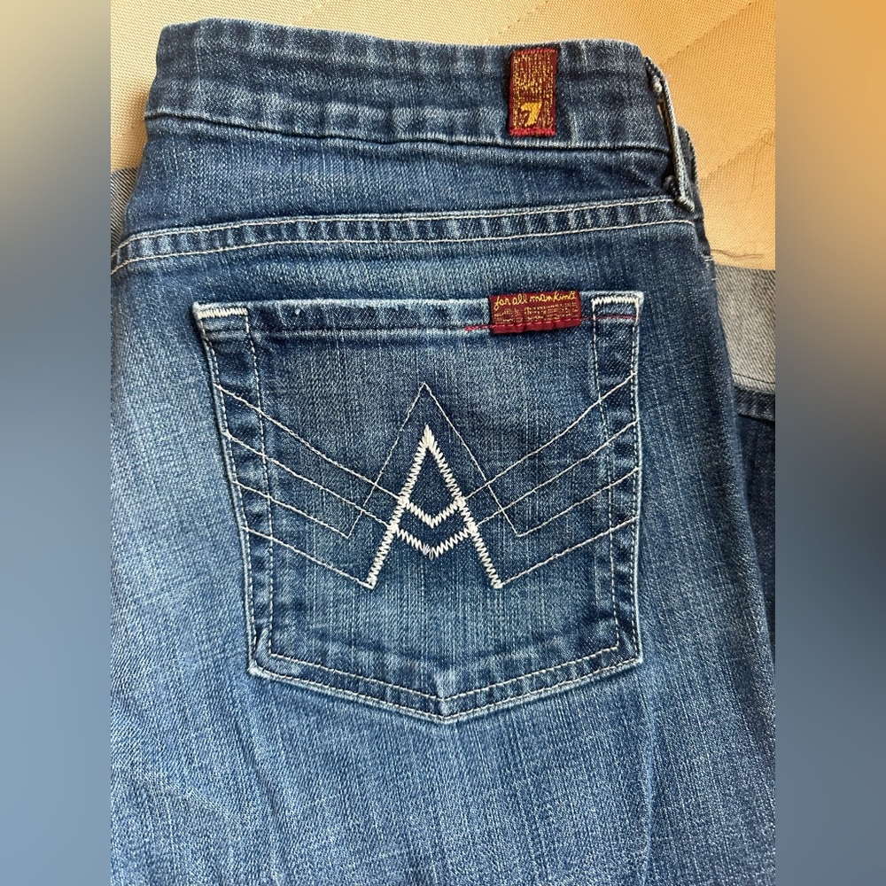 7 For All Mankind Dark Blue Flare Jeans - Picture 14 of 15